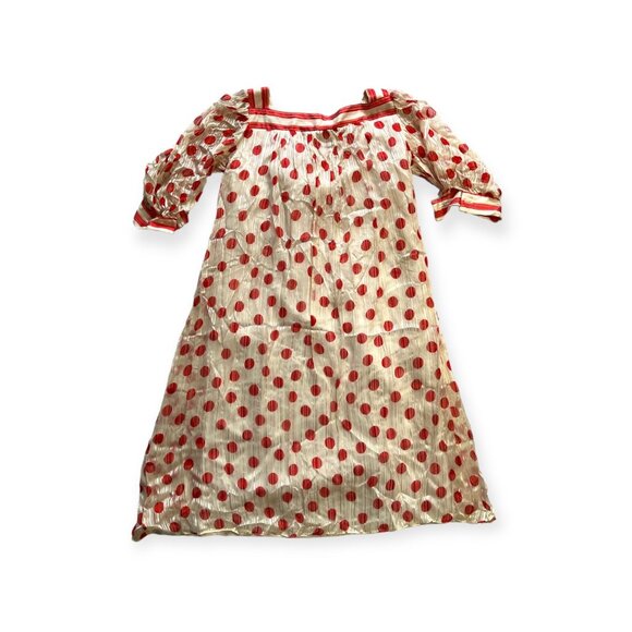 Vintage 80s Polka Dots on ivory Tent Dress Women’s 100% silk Sheer - Picture 4 of 6